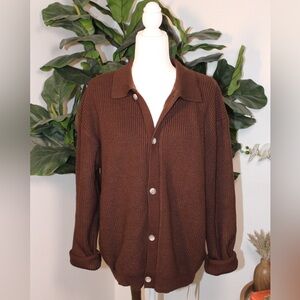 NWT Dazy Oversized Brown Ribbed Knit Cardigan - Size M
